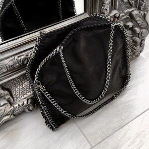 Chic Black Chain-Trimmed Women's Bag